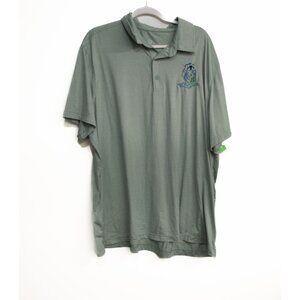 Mens Sage Green Polo Shirt With Embroidered Stitch Logo Short Sleeve Size 2XL